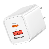 纽曼(Newmine)30W氮化镓快充充电器USB+Type-C双口充电头兼容27/20W/18W支持白色