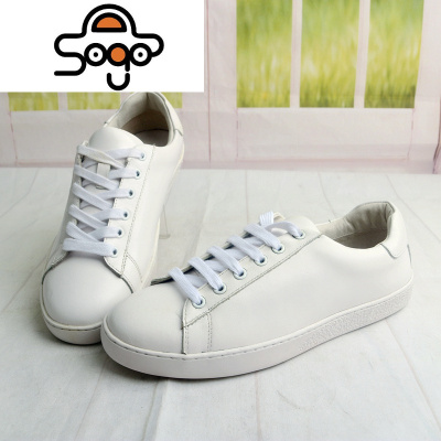 七色王国四季款白色皮皮系带女鞋子时尚百搭运动休闲板鞋缝制鞋P68-2休闲鞋