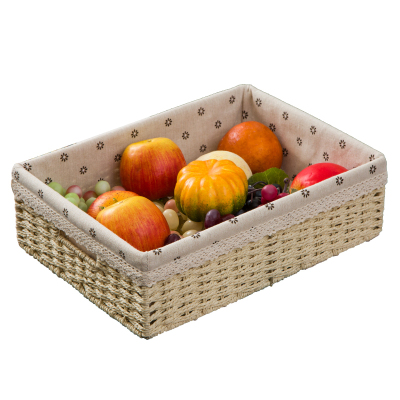 美帮汇ins收纳盒桌面藤编零食玄关钥匙筐编织收纳筐抽屉式布艺置物架篮