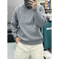半高领拉链毛衣男秋冬季新款宽松套头纯色打底针织衫男生潮流_683
