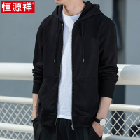 恒源祥纯棉卫衣男士春秋季2024新款宽松拉链开衫时尚休闲连帽外套
