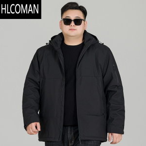 HLCOMAN加肥加大男士棉服外套冬季大码男装加棉夹克胖子p暖休闲棉衣肥佬