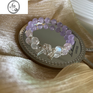 JiMi锦鲤上岸紫水晶粉水晶月光石手链s925银银手链闺蜜生日礼物 上岸紫水晶手链