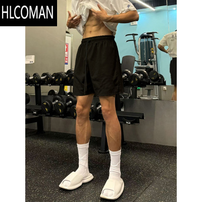 HLCOMAN美式黑色健身运动短裤男款夏季尼龙速干冰丝裤子跑步休闲四五分裤