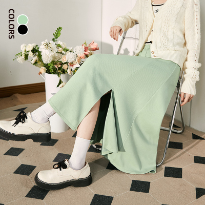 [3件8.5折93.4元,叠加优惠券]唐狮半身裙秋冬新款女装遮胯高腰显瘦鱼尾裙设计感开叉长裙