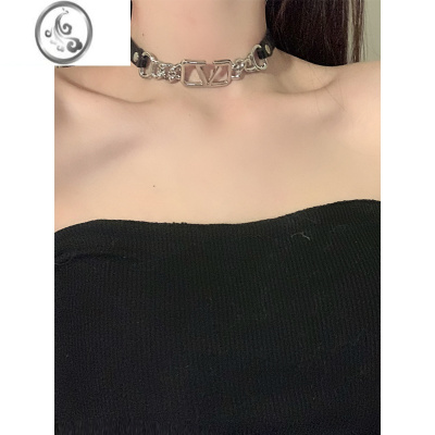 JiMi暗黑风性感项圈欧美皮项链小众设计感choker颈链女春季锁骨链
