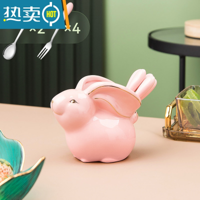 敬平水果叉子高端家用套装儿童安全勺不锈钢咖啡勺小勺子杯子用搅拌勺 樱花粉兔子+2勺+4叉牙签