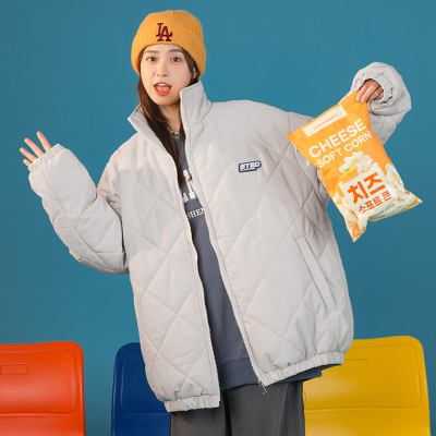 蓝缕金(lanlvjin)棉服女2021年新款韩版宽松棉袄加厚酷丝棉服冬季纯色