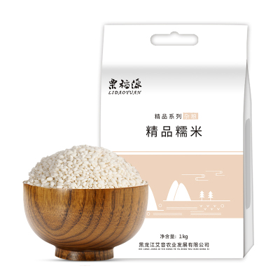 栗稻源东北杂粮大米精品糯米1kg（五谷粗粮江米糯米粽子米圆粒粘米真空装）免邮