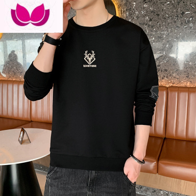 七斓长袖T恤2023新款潮流百搭ins男士套头中山卫衣秋装上衣小衫