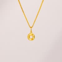 周大福小鼻嘎爆闪鱼鳞铜钱币足金黄金吊坠计价女款(工费180)EOF1966礼物