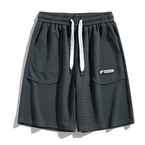 夏季新品男士五分裤休闲裤华夫格潮牌抽绳宽松运动短裤子