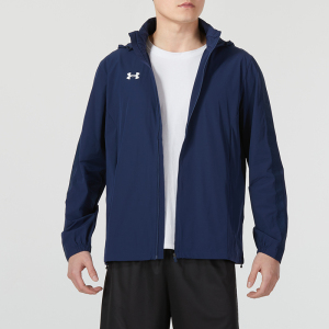 安德玛(Under Armour)UA运动外套男装新款户外连帽梭织训练健身衣夹克23600401-009 ZP