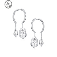 JiMi小众设计师欧美走秀款潮极简手工玻璃吹制银色双球冷淡风耳钉耳环