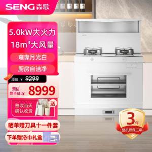 森歌(SENG)集成灶L1ZK蒸箱烤箱一体式 外观美 大容量 厨房灶具家用蒸烤箱燃气灶 天然气白色款