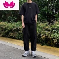七斓Mmel卡其色裤子男款日系休闲裤潮牌长裤宽松直筒男工装裤