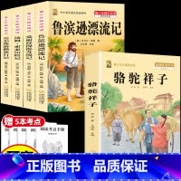 [5本]六下4本+骆驼祥子 [正版]鲁滨逊漂流记六年级下册必读的课外书快乐读书吧尼尔斯骑鹅旅行记爱丽丝梦游仙境原著完整版