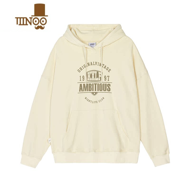 YANXU空穴来风 连帽情侣卫衣秋季美式复古潮牌印花套头帽衫男女