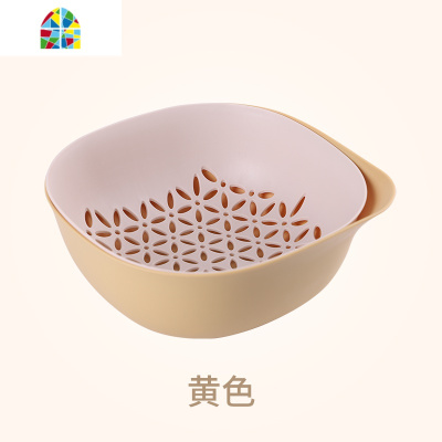 家用洗菜篮沥水盘蓝厨房滤水漏水盆双层水果多功能北欧风格筐 FENGHOU 双层沥水篮(绿色)