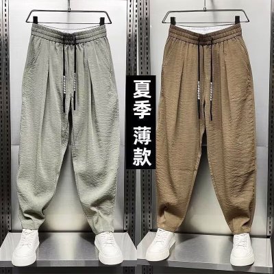 休闲裤男士痞帅阔腿潮流宽松褶皱哈伦萝卜裤
