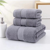 汉司家纺 毛巾+浴巾棉柔素色套装 3.00 条/套 (计价单位:套) 灰色