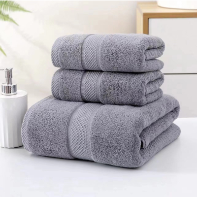 汉司家纺 毛巾+浴巾棉柔素色套装 3.00 条/套 (计价单位:套) 灰色