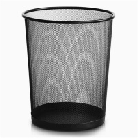 鲸轩 J605 12.5L 26*28cm 中号防锈金属铁丝网格垃圾桶 (计价单位:个)黑色