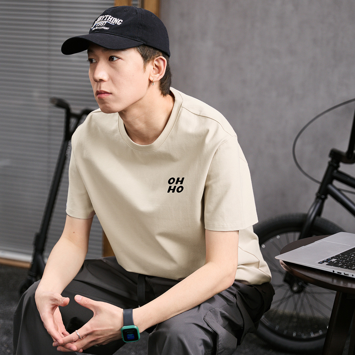 唐狮新款夏季短袖t恤纯棉男衣服半袖宽松打底衫上衣纯色潮牌t