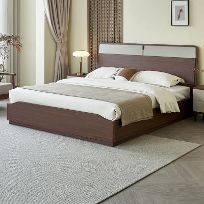 全友家居 新中式板式床主卧室双人大床家用落地床家具