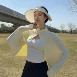 冰丝防晒衣女夏季户外骑车运动开车手臂遮阳连体袖套外穿防晒披肩