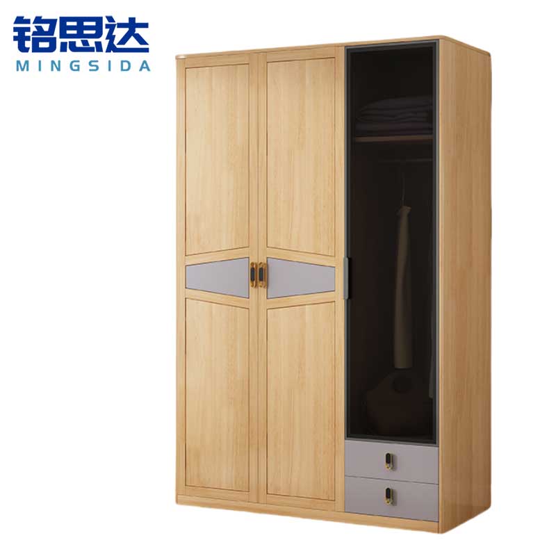 铭思达实木衣柜三门台