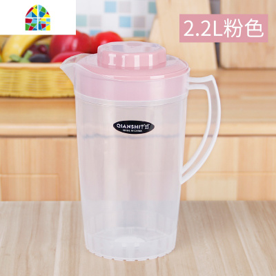 塑料冷水壶大容量耐热家用凉水壶豆浆果汁花茶壶可高温扎壶凉水杯 FENGHOU 三个杯子-蓝色烧水壶