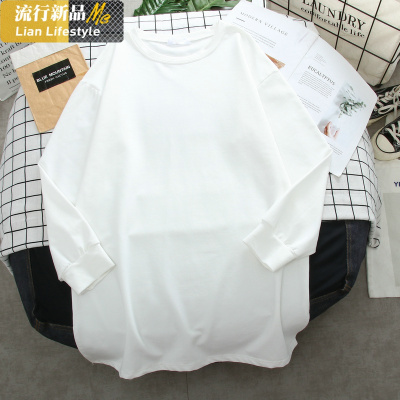 恋名媛2020秋冬薄款超火棉中长款上衣裙胖mm宽松加肥大码显瘦色卫衣大码女装