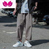 七斓F直筒裤男士休闲裤潮流阔腿裤子日系潮牌哈伦工装裤宽松长裤