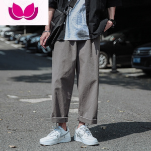 七斓F直筒裤男士休闲裤潮流阔腿裤子日系潮牌哈伦工装裤宽松长裤