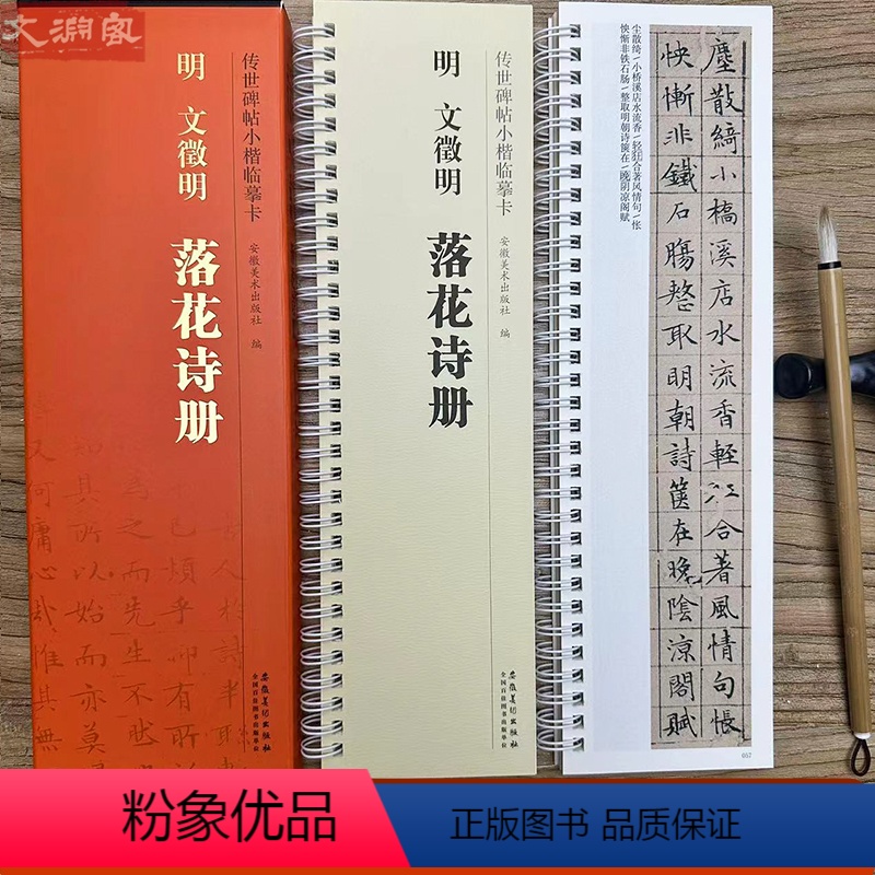 [正版]明 文征明落花诗册 传世碑帖小楷临摹卡 全文1册盒装 近距离临摹字卡线圈活页装订 小楷毛笔书法练字帖 安徽美术