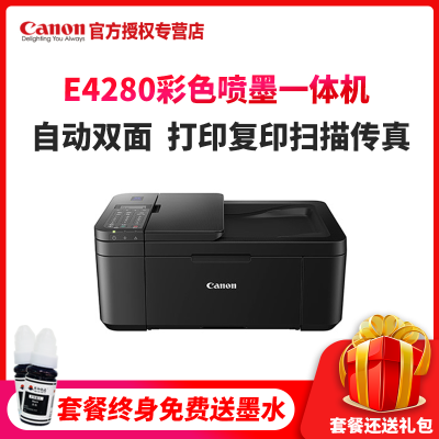 佳能（Canon）腾彩PIXMAE4280A4幅面彩色多功能喷墨打印机一体机照片打印打印/复印/扫描/传真/无线络标准配置