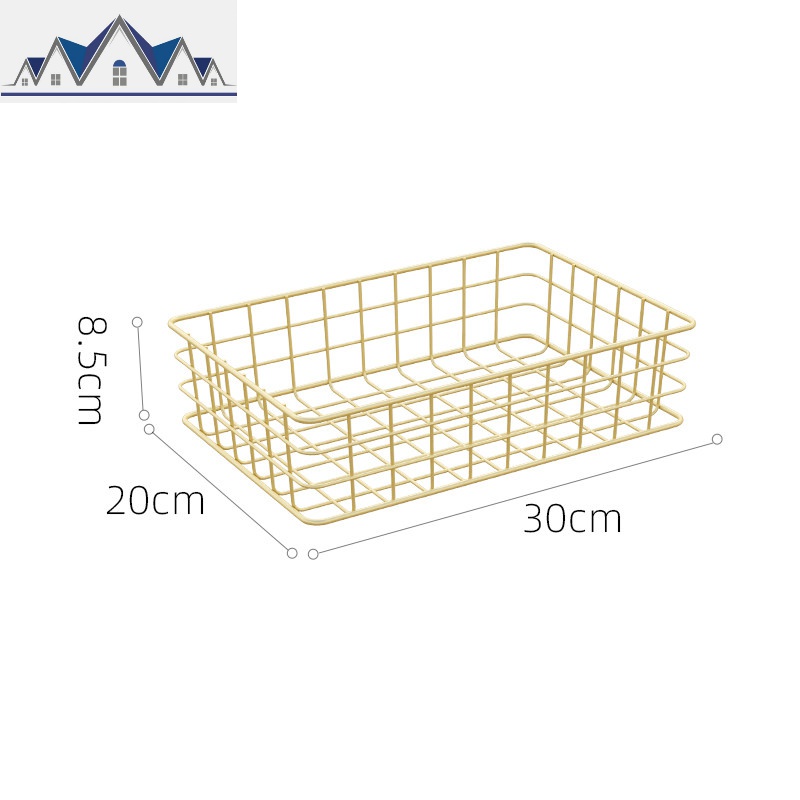 北欧铁艺ins桌面收纳盒家用零食储物筐置物架护肤品收纳筐篮子小 三维工匠收纳篮