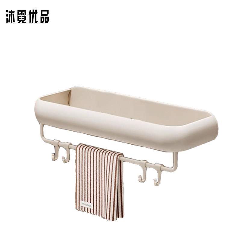 沫霓优品 40cm浴室置物架 单层带杆带钩 /个