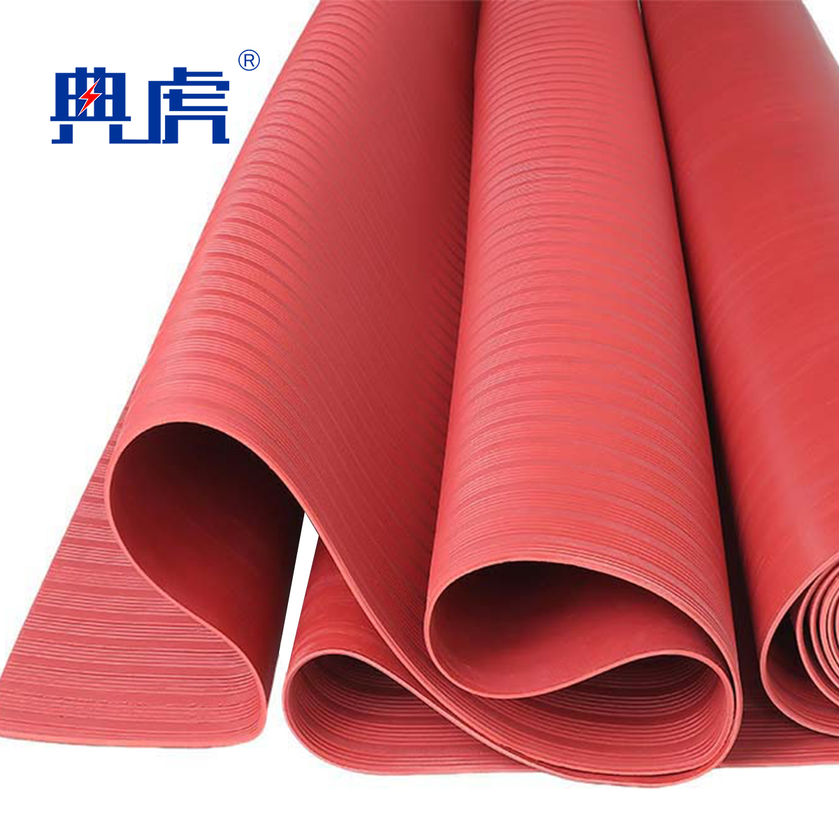典虎 绝缘胶垫 红色条纹5mm*1.2m*5m 卷