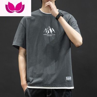 七斓t恤短袖男夏季日系潮牌ins假潮流宽松男生半袖上衣服体恤