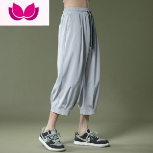 七斓七分裤男冰丝夏季薄款休闲短裤子潮牌透气运动垂感小西裤直筒男裤