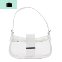 2020夏新款法棍包透明PVC单肩包INS超火欧美潮流腋下包手提小包包NEW LAKE 白色女士单肩包