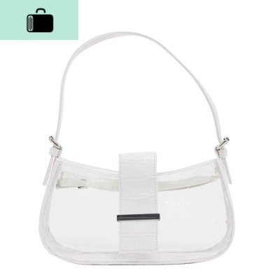 2020夏新款法棍包透明PVC单肩包INS超火欧美潮流腋下包手提小包包NEW LAKE 白色女士单肩包