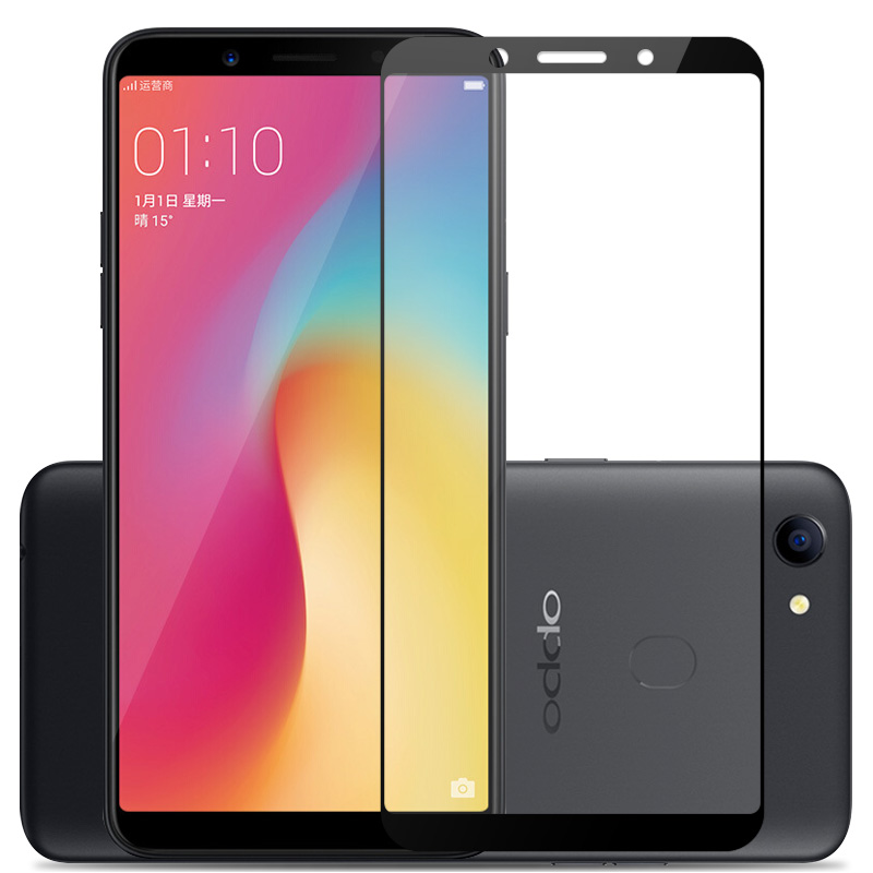 [买2送手机壳]轻万适用oppoa73钢化膜全屏玻璃贴膜丝印黑色oppo手机