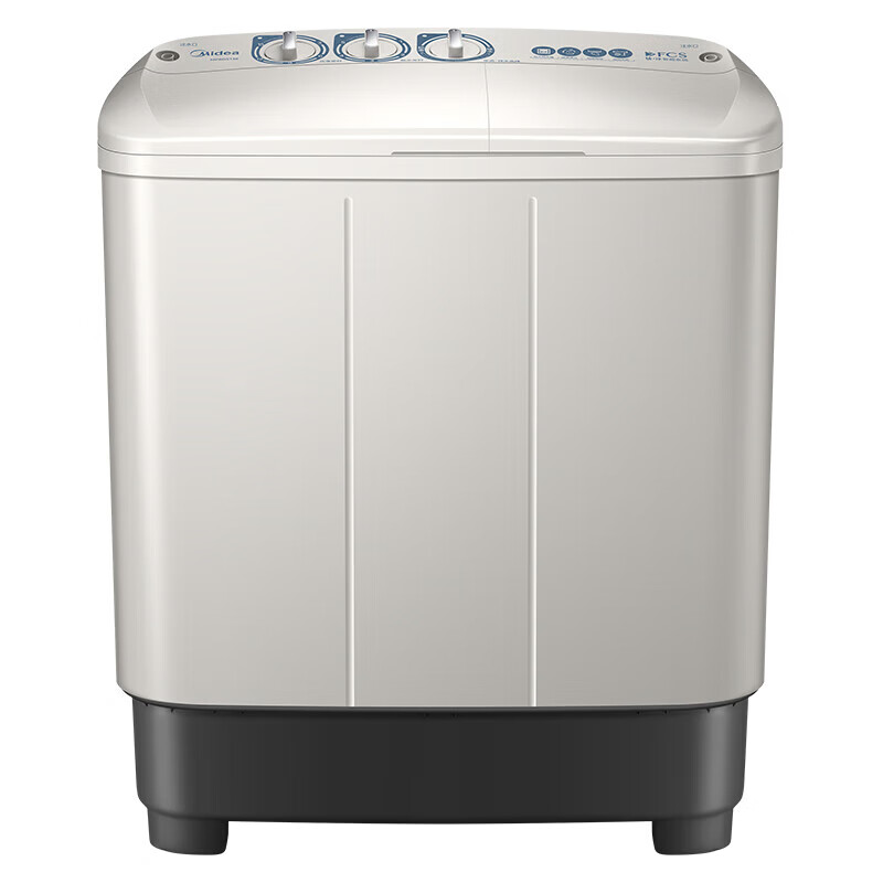 美的(Midea)半自动双桶洗衣机 8公斤洗+5.5脱水双缸波轮 老人简易操作 品质电机小巧不占地 租房宿舍必备