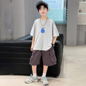 儿童装男童夏装套装2026新款中大童夏季运动夏款酷帅气短袖两件套