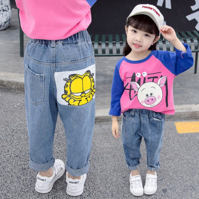 珂卡慕(KEKAMU)儿童裤子女童牛仔裤三岁女童裤子春秋装洋气宽松女宝休闲裤1岁婴儿长裤童装男童大图色