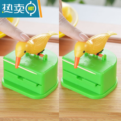 敬平网红同款智能牙签盒自动卡通小鸟牙签筒创意家用客厅按压式牙签桶 黄鸟2个