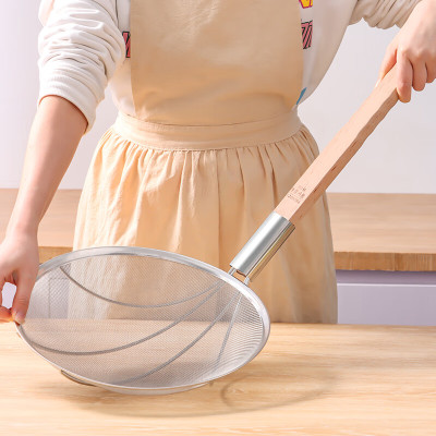 大漏勺大号不锈钢超细密漏勺细网笊篱滤网商用捞勺30目超密网32cm